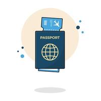 passeport avec billet vecteur illustration. plat dessin animé style conception