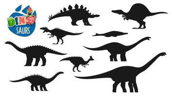 dinosaure, préhistorique reptiles silhouettes vecteur