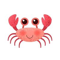 mignonne dessin animé crabe. isolé vecteur illustration sur blanc Contexte. kawaii créature pour puéril imprimer, affiche, carte. mer et océan vie. Crabe dans plat style. vecteur agrafe art.