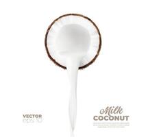 noix de coco Lait couler, boisson ou sucré dessert, yaourt vecteur