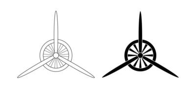 3 avion lame hélice icône ensemble isolé sur blanc Contexte vecteur