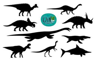 dessin animé dinosaures mignonne personnages silhouettes vecteur