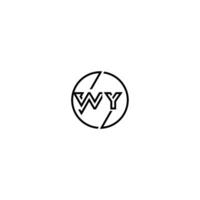 Wyoming audacieux ligne concept dans cercle initiale logo conception dans noir isolé vecteur