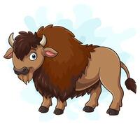 dessin animé bison sur blanc Contexte vecteur