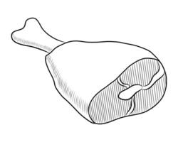 noir et blanc vecteur dessin de une jambon