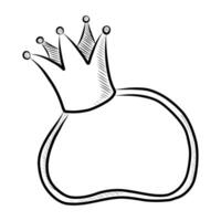 noir et blanc vecteur dessin de une couronne sur une caoutchouc bande pour animaux domestiques