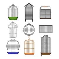 oiseau cage ensemble dessin animé vecteur illustration