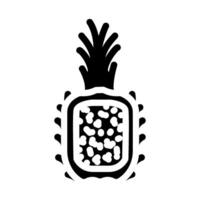 ananas frit riz thaïlandais cuisine glyphe icône vecteur illustration