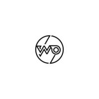 wo audacieux ligne concept dans cercle initiale logo conception dans noir isolé vecteur