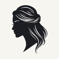 silhouette de une femme tête avec coiffure. vecteur illustration.