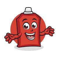 ketchup dessin animé personnage surprenant pose content mascotte vecteur illustration clipart