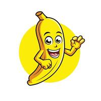 banane dessin animé personnage montrant D'accord signe content mascotte vecteur illustration clipart