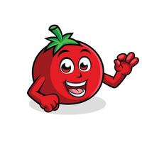 tomate dessin animé personnage montrant D'accord signe content mascotte vecteur illustration clipart