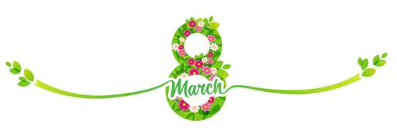Mars 8 content aux femmes journée l'Internet bannière. floral icône. vecteur