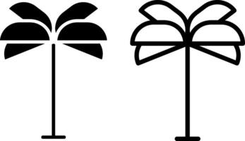 Date paume arbre icône, signe, ou symbole dans glyphe et ligne style isolé sur transparent Contexte. vecteur illustration