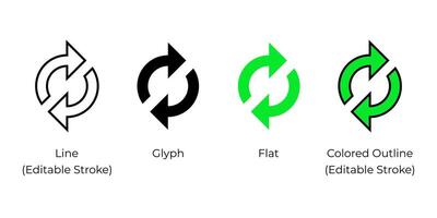 deux circulaire flèches, mise à jour, rafraîchir, synchroniser concept vecteur icône ensemble isolé sur blanc Contexte.