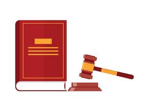 loi livre et juge marteau, décision brillant maillet pour tribunal verdict. loi et Justice système symbole. vecteur illustration.