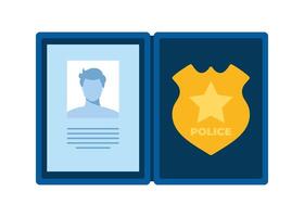 police identifiant. or jeton et badge. loi mise en vigueur officier identification document. police détective identifiant. vecteur illustration.