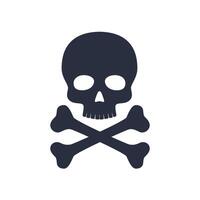 Humain crâne avec os croisés logo modèle. décès T-shirt conception. pirate insigne concept. poison icône illustration, vecteur. vecteur