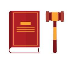 loi livre et juge marteau, décision brillant maillet pour tribunal verdict. loi et Justice système symbole. vecteur illustration.