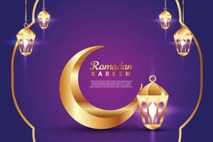 Ramadan kareem arrière-plan, salutation bannière Ramadan islamique ornement Contexte conception avec lampe, lanterne, coloré social médias bannière, promotion vecteur