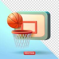 basketball et basketball cerceau. 3d vecteur, adapté pour des sports et conception éléments vecteur