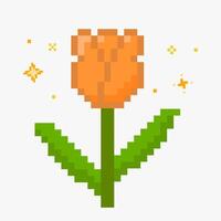 tulipe fleur vecteur avec pétillant 8 bit pixel art style