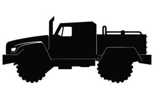 une militaire un camion silhouette isolé sur une blanc arrière-plan, armée Obliger voiture noir vecteur