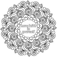 mandala avec phrase bats toi pour toi même dans le centre, méditatif coloration page pour la créativité vecteur