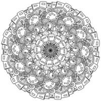 contour mandala à propos école les attributs, griffonnage coloration page avec fleuri tourbillonne et articles sur un éducatif thème vecteur