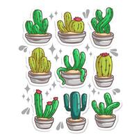 cactus plante collection ensemble. main dessiner illustration art vecteur