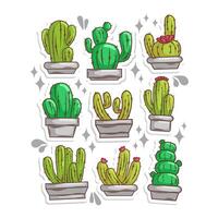 cactus plante collection ensemble. main dessiner illustration art vecteur