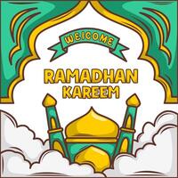 Ramadan mubarak bannière prospectus. salutation carte pour traditionnel musulman vacances content fête. islamique salutation affiche. vecteur illustration.