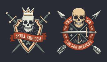 Royaume et mer fraternité emblèmes vecteur