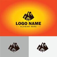 Montagne de pointe sommet logo vecteur art Extérieur randonnée aventure icône Voyage logo modèle