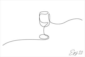 continu ligne dessin de une boisson verre vecteur