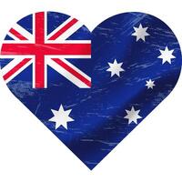 Australie drapeau dans cœur forme grunge ancien. australien drapeau cœur. vecteur drapeau, symbole.
