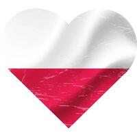 Pologne drapeau dans cœur forme grunge ancien. polonais drapeau cœur. vecteur drapeau, symbole.