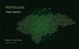 Honduras carte montré dans binaire code modèle. matrice Nombres, zéro, un. monde des pays vecteur Plans. numérique séries