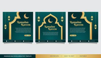 Ramadan kareem islamique élégant vert et d'or luxe ornemental Contexte vecteur