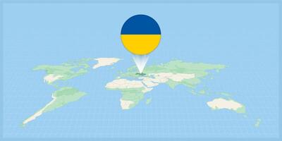 emplacement de Ukraine sur le monde carte, marqué avec Ukraine drapeau broche. vecteur