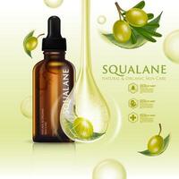 concept de squalane sérum peau se soucier cosmétique affiche, bannière conception vecteur