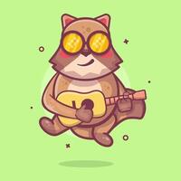 cool raton laveur animal personnage mascotte en jouant guitare isolé dessin animé vecteur