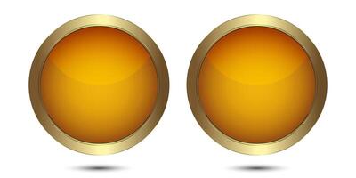 deux d'or cercle boutons vecteur pour ui boutons, luxe bouton conception, or cercle foncé bouton, prime bouton sur blanc arrière-plan, vecteur illustration