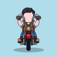 mignonne dessin animé motard garçon vecteur illustration.