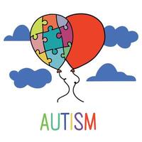 vecteur illustration autisme journée conception avec puzzle ballon