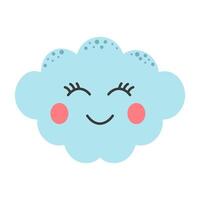 kawaii nuage. mignonne nuage personnage. vecteur illustration isolé sur blanc Contexte.