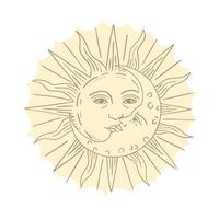 minimaliste céleste le Soleil le lune tarot cartes signe symbole icône logo vecteur