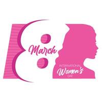 8 mars, international aux femmes journée. salutation conception pour carte, prospectus, affiche, bannière, invitation. vecteur