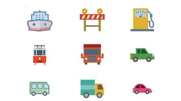 collection de transport véhicules vecteur icône ensemble